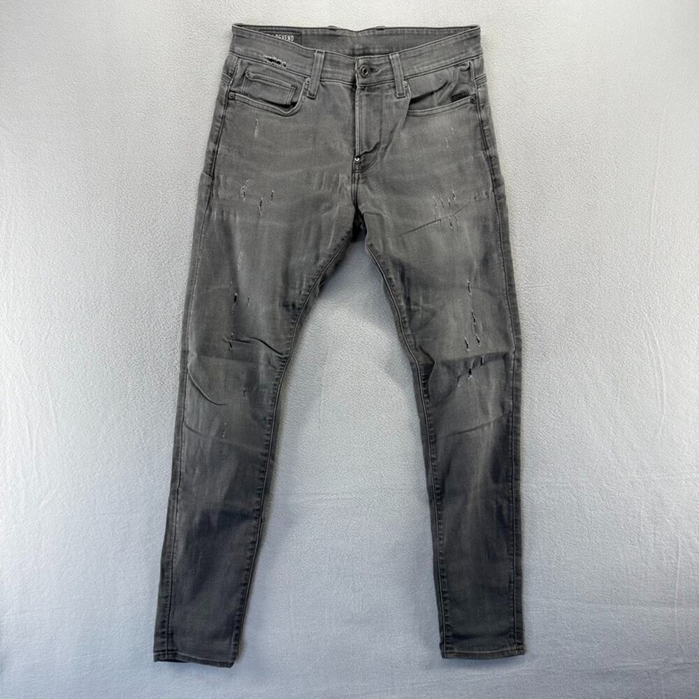 G Star Raw Jeans Men's 31x34 Fits 30x33 Gray Revend Skinny Distressed Faded y2k